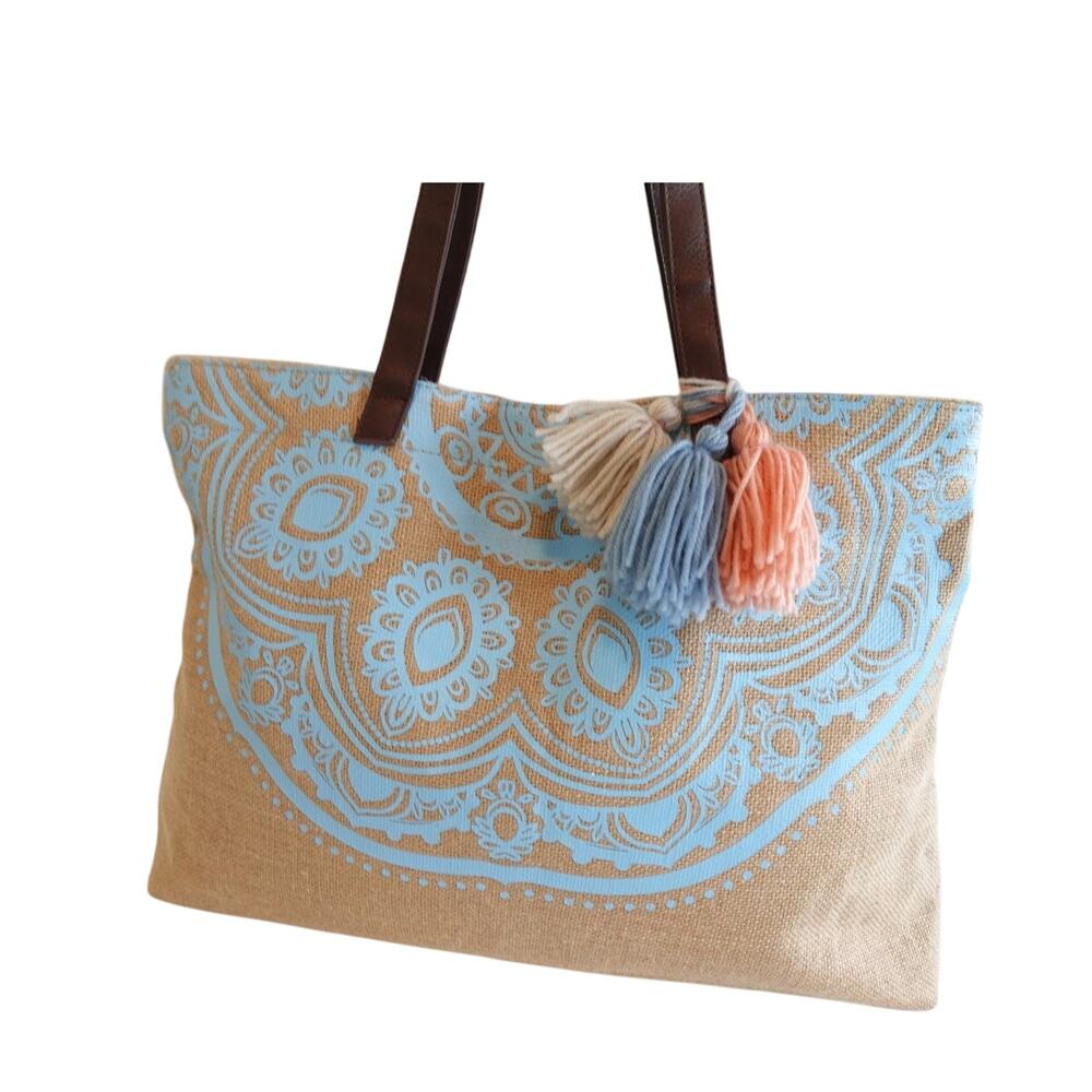 ION Bech Cabana Tote Jute / Blue medallion bag